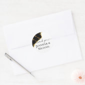 Sticker Rond Sublime Or Noir Fleur De Lys Mariage (Enveloppe)