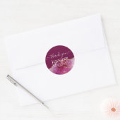 Sticker Rond Sublime Rose AGATE Or Glitter Mariage Chic (Enveloppe)
