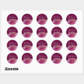 Sticker Rond Sublime Rose AGATE Paillettes de Or Mariage Chic (Feuille)