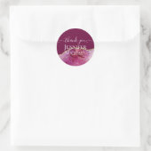Sticker Rond Sublime Rose AGATE Paillettes de Or Mariage Chic (Sac)