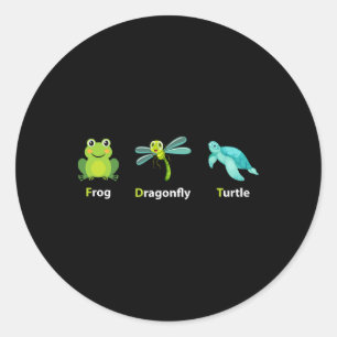 Sticker Rond Subtil Humour politique Grenouille libellule Tortu