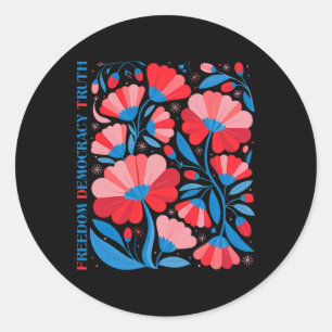 Sticker Rond Subtil Liberté Démocratie Vérité Boho Floral 4 Jui
