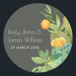 STICKER ROND SUCCULENT CACTUS JARDIN FLORAL MONOGRAMME DE COULE<br><div class="desc">Si vous avez besoin d'une personnalisation ou d'autres éléments correspondants,  n'hésitez pas à me contacter à l'adresse yellowfebstudio@gmail.com</div>