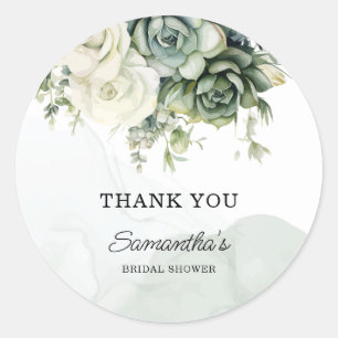 Sticker Rond Succulentes, fleurs Remerciement pour Baby Shower