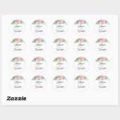 Sticker Rond Succulents Mariage rose Floral (Feuille)