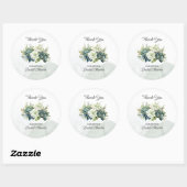 Sticker Rond Succulents, roses et verdure Merci nuptial (Feuille)