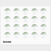 Sticker Rond Succulents Verdure Dusty Blue Mariage (Feuille)