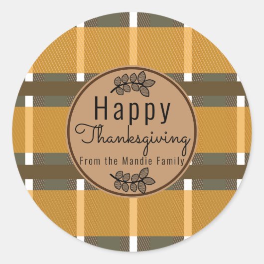 Sticker Rond Succursale de Thanksgiving Motif doux cadeau (Devant)