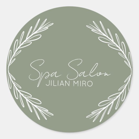 Sticker Rond Succursale Salon Beauté Studio Sage Green (Devant)