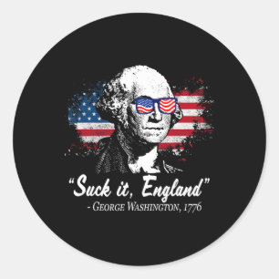 Sticker Rond Suck-it Angleterre Drôle 4 juillet George Washingt