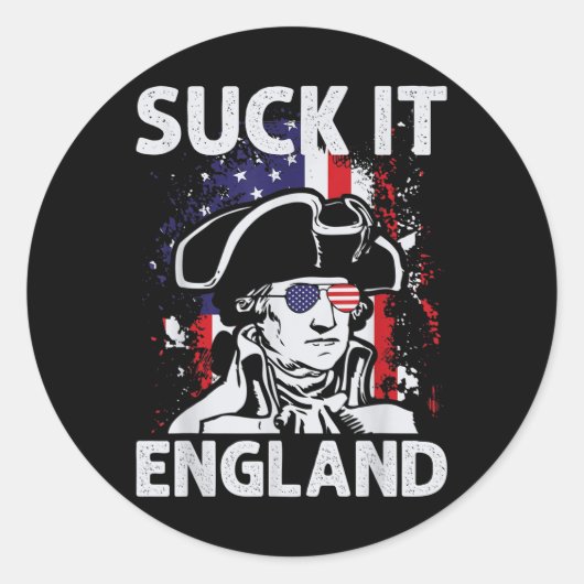 Sticker Rond Suck It England Funny 4 juillet Memorial Day (Devant)