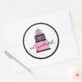 Sticker Rond Sucré 16 gâteau rose (Enveloppe)