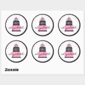 Sticker Rond Sucré 16 gâteau rose (Feuille)
