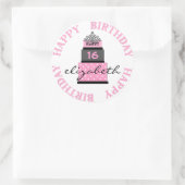 Sticker Rond Sucré 16 gâteau rose (Sac)