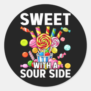 Sticker Rond Sucré avec un côté aigre drôle patch de bonbons dé