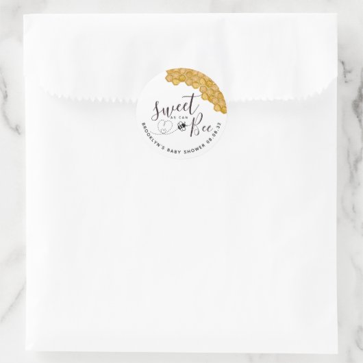 Sticker Rond Sucré comme le Baby shower Can Bee (Sac)