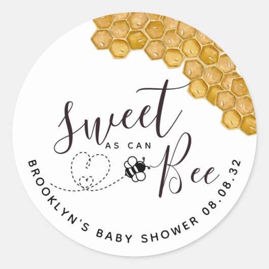 Sticker Rond Sucré comme le Baby shower Can Bee (Devant)