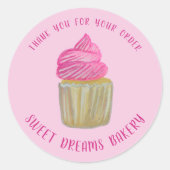Sticker Rond Sucré Cupcake Restauration Boulangerie Rose ORDRE  (Devant)