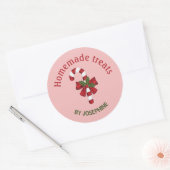 Sticker Rond Sucre de canne Avec Bow Sur Rose - Traitements Mai (Enveloppe)
