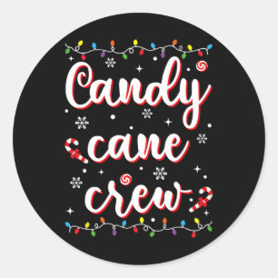 Sticker Rond Sucre de canne Crew Funny Christmas Candy Lover Xm