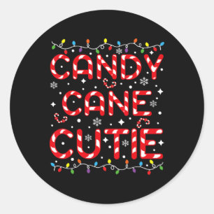 Sticker Rond Sucre de canne Cutie Funny Christmas Kids Toddler
