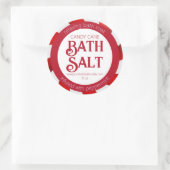 Sticker Rond Sucre de canne de menthe rouge & blanc Salt de bai (Sac)