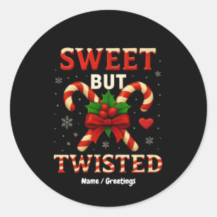 Sticker Rond Sucre de canne doux mais tordu Noël Drôle cadeau