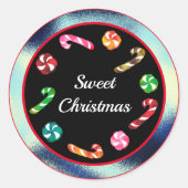 Sticker Rond Sucre de canne et menthe de Noël doux congelés (Devant)