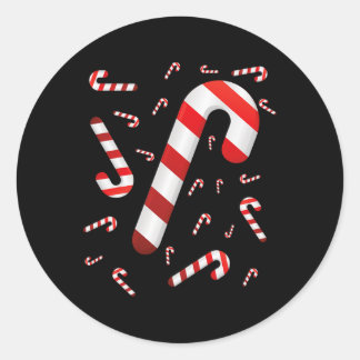Sticker Rond Sucre de canne Joyeux Et Lumineux Rouge Et Blanc C