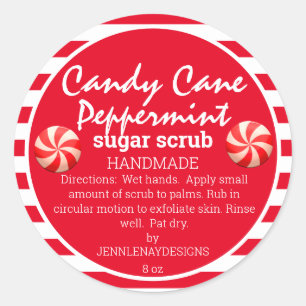 Sticker Rond Sucre de canne Peppermenthe Scrub à sucre fait mai