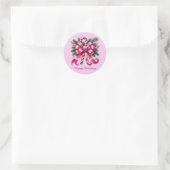 Sticker Rond Sucre de canne personnalisable Festive rose Noël (Sac)