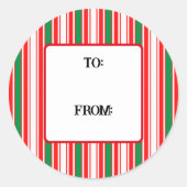Sticker Rond Sucre de canne rayures Noël (Devant)