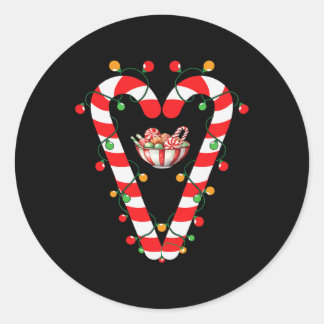 Sticker Rond Sucre de canne Rouge Et Blanc Père Noël Noël Funny