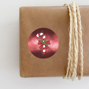 Sticker Rond Sucre de canne Rouge Sur Un Arrière - plan Red Bok