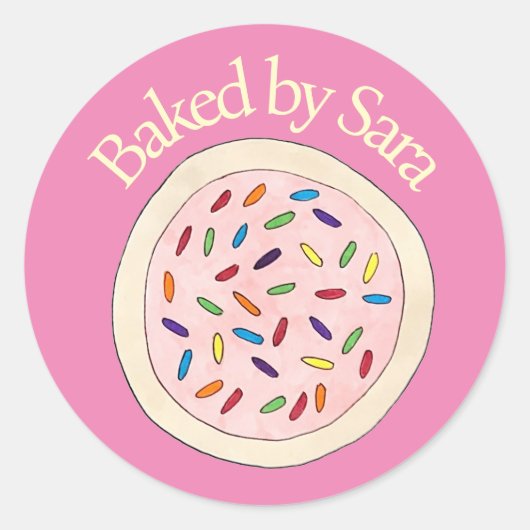 Sticker Rond Sucre Rose Sprinkie De Gastronomie Cuite Maison (Devant)