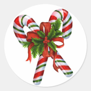 Sticker Rond Sucres de canne blanc rouge et vert