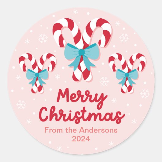 Sticker Rond Sucres de canne doux et vaches Noël (Devant)