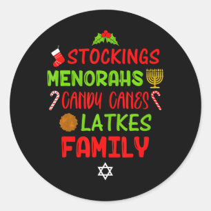 Sticker Rond Sucres de canne Latkes Hanoukka Christmas Chrismuk