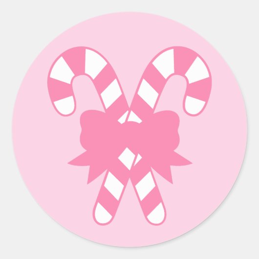 Sticker Rond Sucres de canne roses avec Bow (Devant)