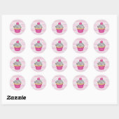 Sticker Rond Sucres de Cupcake Rose Cute (Feuille)