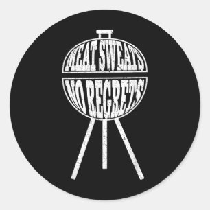 Sticker Rond Sucres de viande barbecue Funny No Regrets Clic Gr