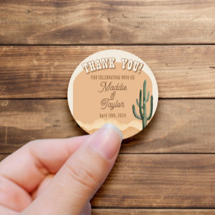 Sticker Rond Sud-Ouest Rustique Désert Cactus Merci Favoriser