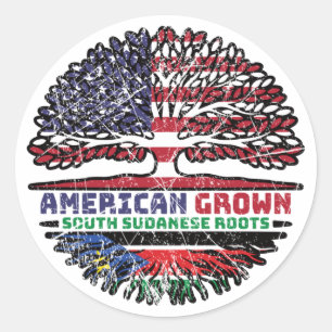 Sticker Rond Sud-Soudan Sud-Soudan Amérique États-Unis racines 