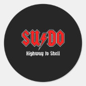 Sticker Rond Sudo Highway To Shell - Root User Programmer Codin (Devant)