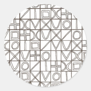 Sticker Rond Sudoku Two-Noir Et Blanc Géométrique Moderne