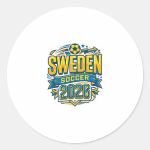 Sticker Rond Suède Football 2026 Football Gras Typographie Pays