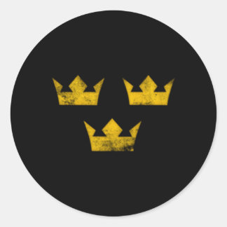 Sticker Rond Suède Patrimoine Tre Kronor Trois Couronnes Sverig