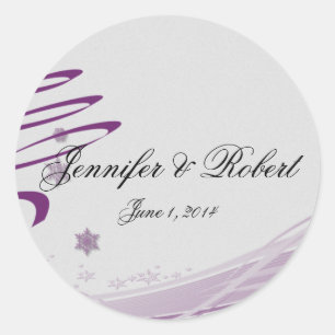 Sticker Rond Sugar Plum Tree et Snowflakes en violet