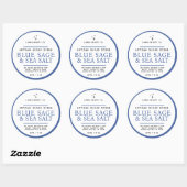 Sticker Rond Sugar scrub label simple blue sage white (Feuille)