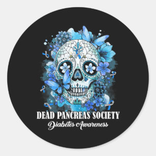 Sticker Rond Sugar Skull Dead Pancreas Society Diabète